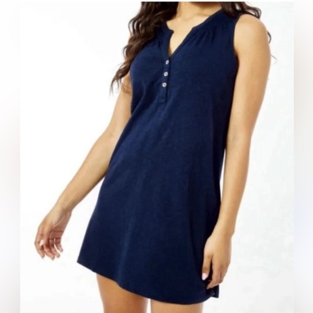 Lilly Pulitzer Dress Womens S True Navy Blue Essie Sleeveless Stretch Modal